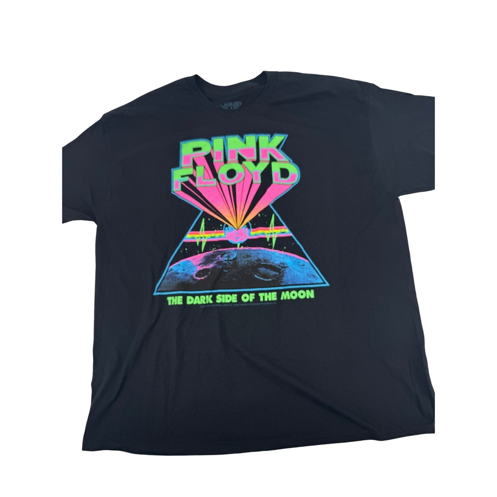 Liquid Blue Pink Floyd T-Shirt Mens‎ 2XL Black Dark Side of the Moon Graphic Tee